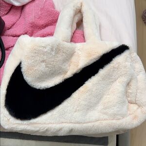 Nike Women's Plush Cream and Black Tote Bag